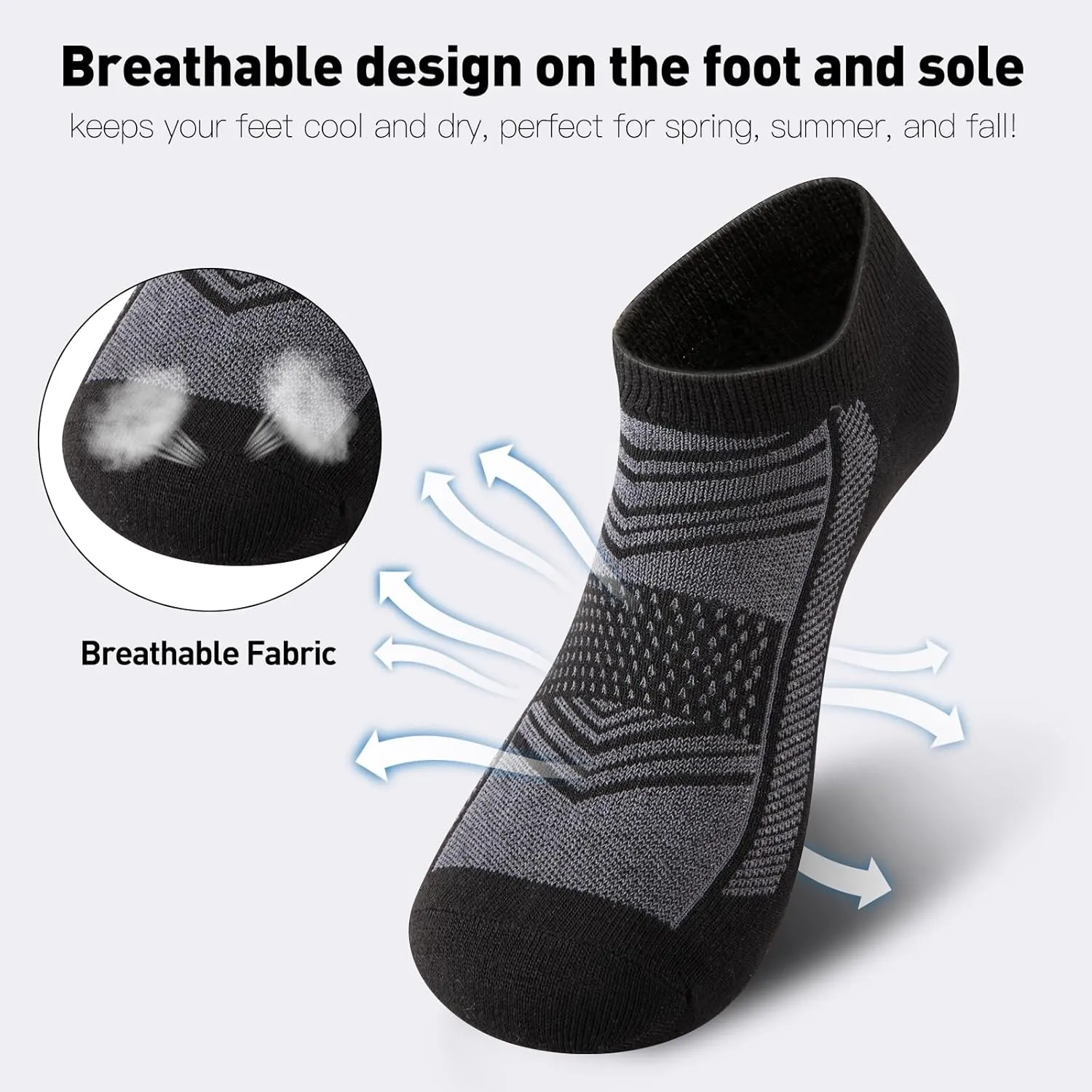 15 Pairs 3 Styles No Show Socks for Men ?CBreathable Thin Low Cut Ankle Socks Bulk Pack, Fits Shoe Size 8-12