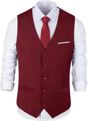 Bakerbear Mens Suit Vests V-Neck Casual Vest Dress for Men Formal Tuxedo Wedding Vests Men's Waistcoat
