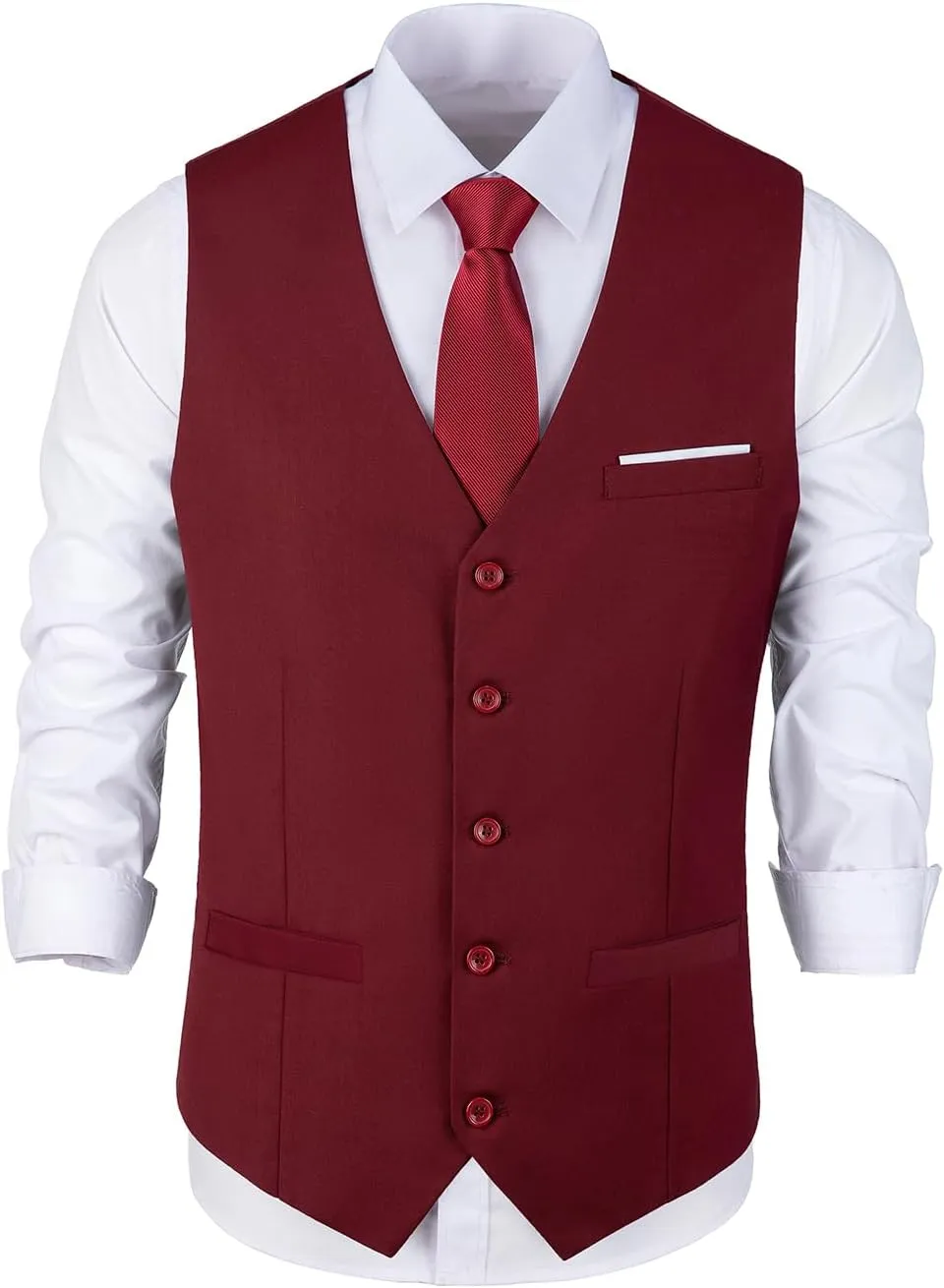 Bakerbear Mens Suit Vests V-Neck Casual Vest Dress for Men Formal Tuxedo Wedding Vests Men's Waistcoat