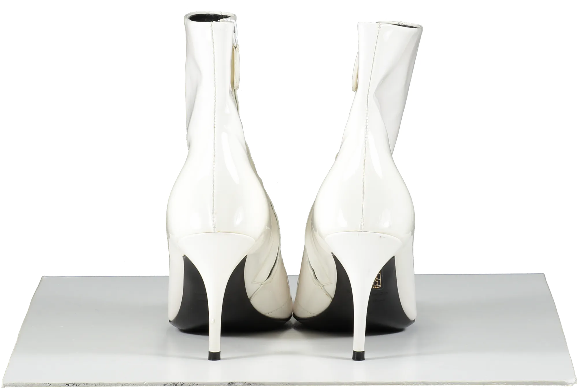 BALENCIAGA  Bb White Patent Leather Kitten Heel Ankle Boots UK 6 EU 39 👠
