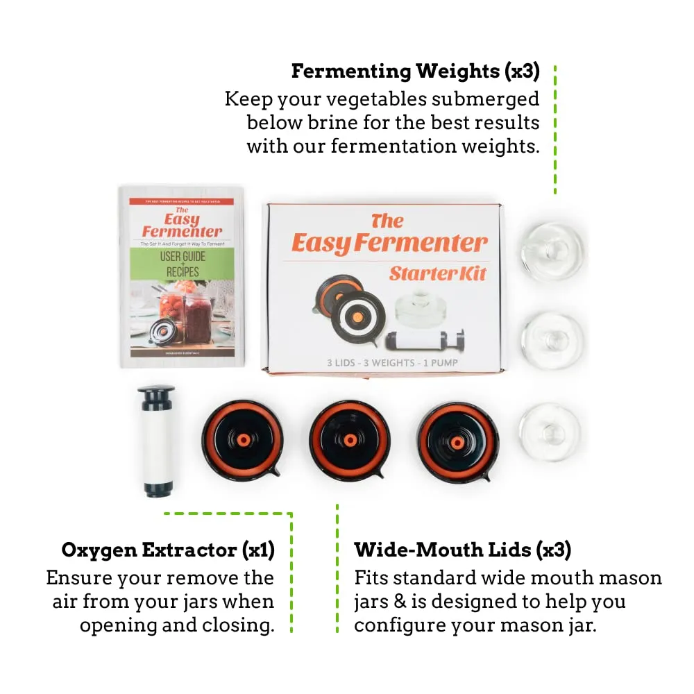 Easy Fermenter Wide Mouth Fermentation Kit (3 Lids   3 Weights   Pump)