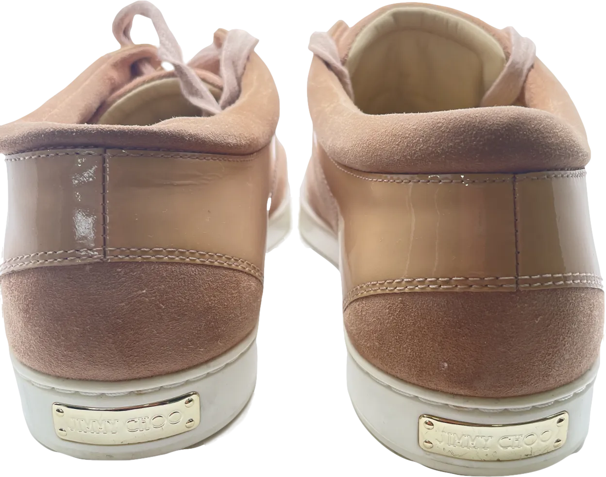 Jimmy Choo Beige Patent & Suede  Miami Sneakers UK 4 EU 37 👠
