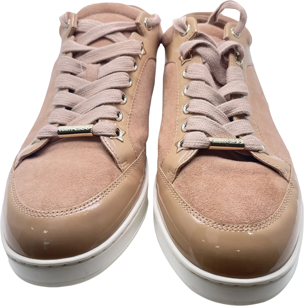 Jimmy Choo Beige Patent & Suede  Miami Sneakers UK 4 EU 37 👠