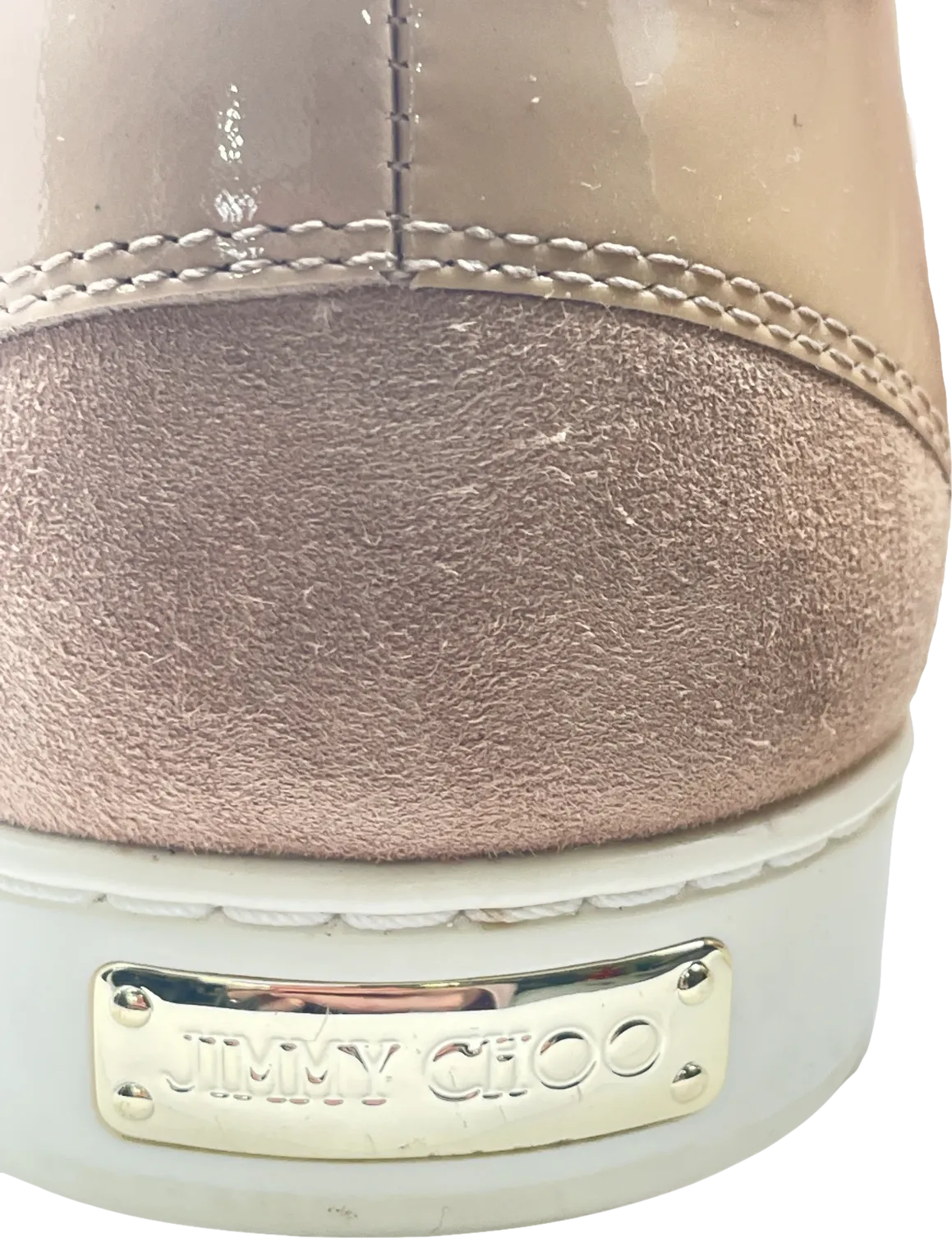 Jimmy Choo Beige Patent & Suede  Miami Sneakers UK 4 EU 37 👠