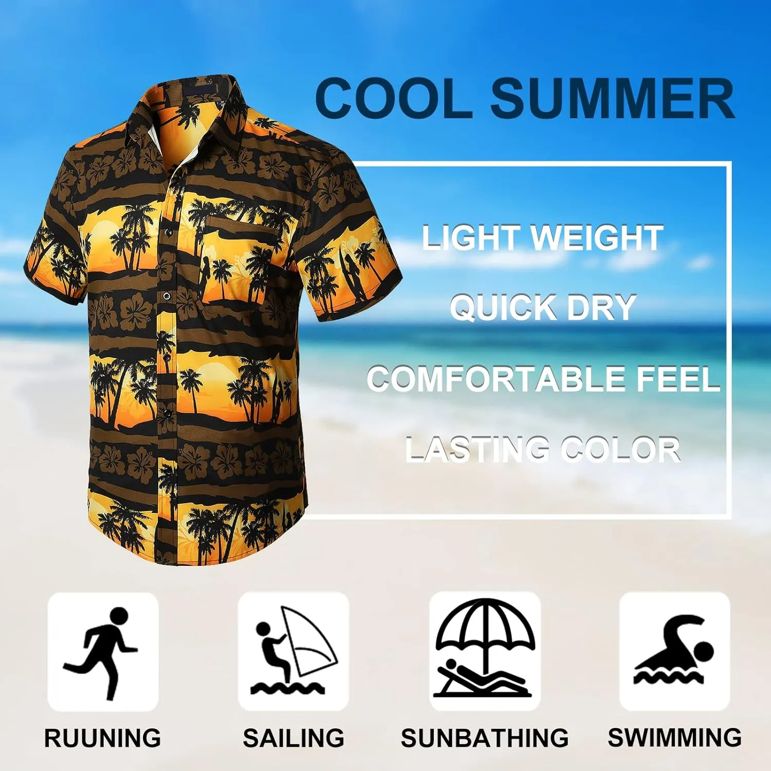 Men's Hawaiian Shirts Short Sleeve Casual Floral Button Down Tropical Shirt Summer Holiday Beach Aloha Hawaii Shirt