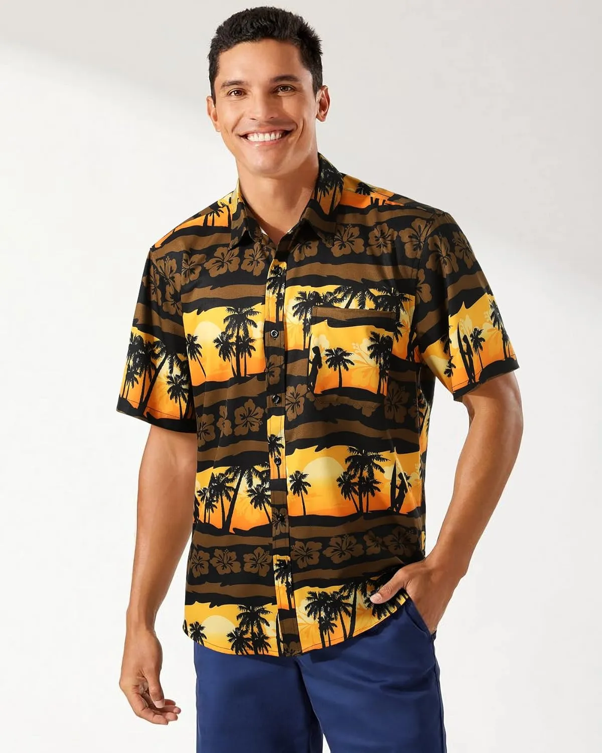 Men's Hawaiian Shirts Short Sleeve Casual Floral Button Down Tropical Shirt Summer Holiday Beach Aloha Hawaii Shirt