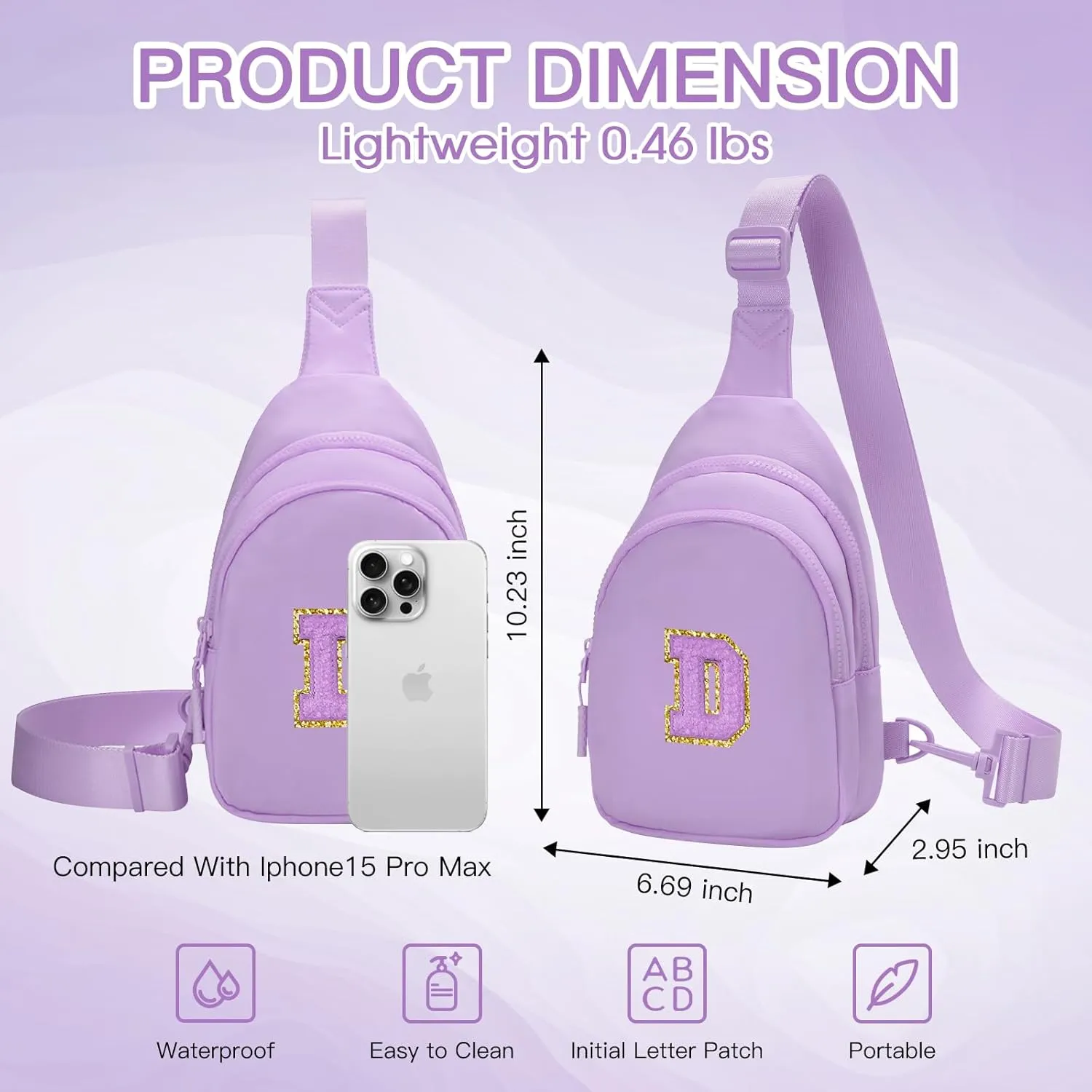 Small Initial Sling Bag for Girls & Women - Cute Crossbody Fanny Pack Gift
